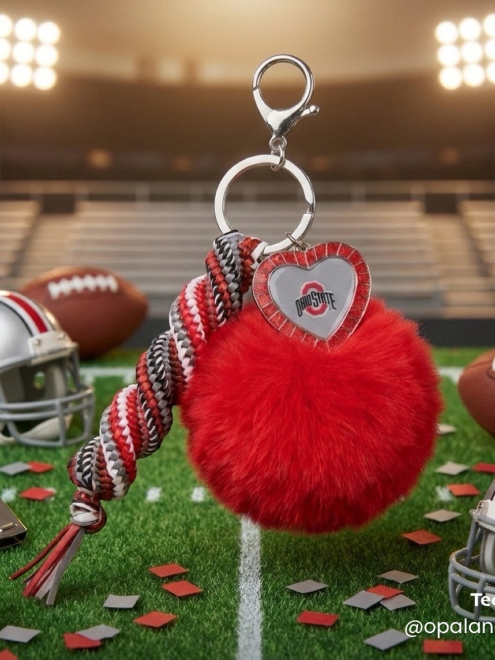 Bold Buckeye-Inspired Pom Keychain